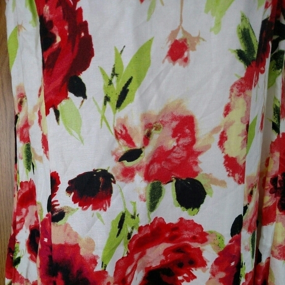 Context Abstract Floral Linen Blend Midi Dress - Picture 8 of 8